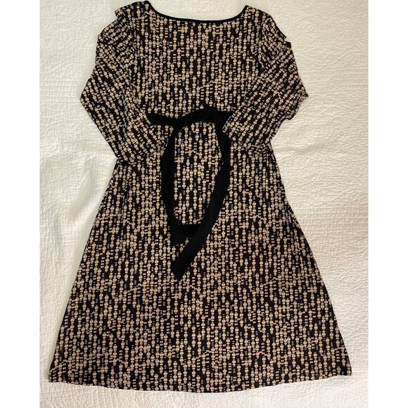 Empire Waist VTG Chic Retro Geometric Polka Dot Pattern Sz L Boho Glam A-line - Picture 10 of 10